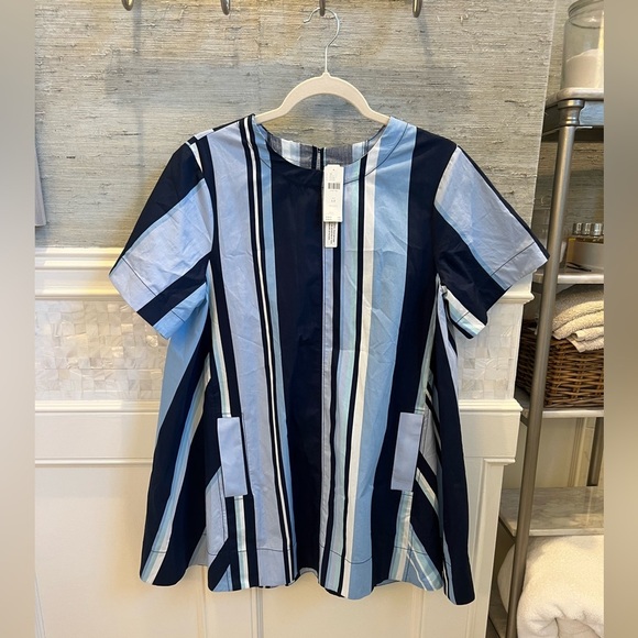 NWT new SP small petite Anthropologie Maeve Emmy swing dress blue stripe pockets - Picture 5 of 17